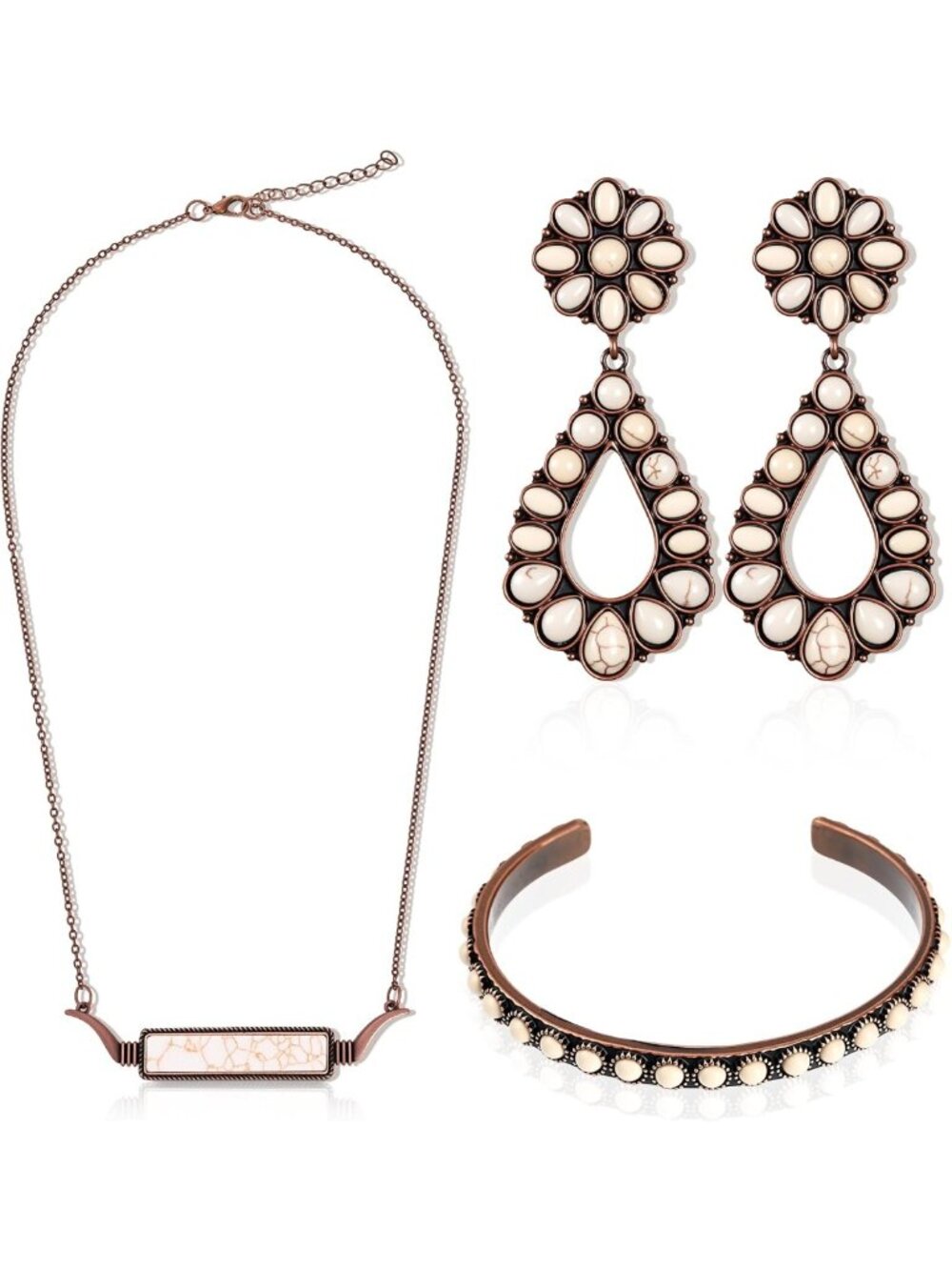 Rustic Western Boho Jewelry Set - 3 Pcs Women's Accessories for Unique Style
